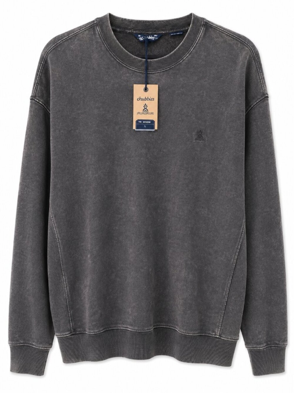 NWT Chubbies The Weekend Men’s L Charcoal Washed Crewneck Sweatshirt